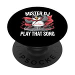 Funny Penguin DJ Mister DJ Play That Song Youth & Adults PopSockets Adhesive PopGrip