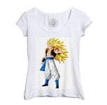 T-Shirt Femme Col Echancré Dragon Ball Z Fusion Gogeta Anime Manga Japon