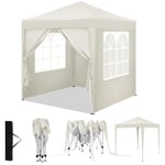 WOLTU Tonnelle 2x2m, Pergola Pliante, Barnum avec 4 Parois Latérales, Hauteur Réglable, Gazebo Imperméable, Anti-UV, Beige