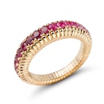 Faberge Colours of Love 18ct Rose Gold Ruby and Pink Sapphire Fluted Ombre Ring - 58