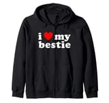 I LOVE MY BESTIE Best Friend BFF Cute Matching Friends Heart Zip Hoodie