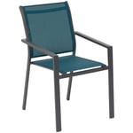 Hesperide - Fauteuil de jardin empilable Essentia bleu canard & graphite en aluminium traité epoxy - Hespéride