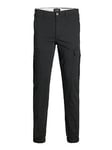 Jack & Jones Junior Boys Marco Joe Cuffed Cargo Trousers - Black, Black, Size 16 Years