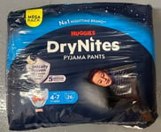 26 Huggies DryNites Boy Pyjama Nappy Pants 17-30 KG Age 4-7 Mega Pack