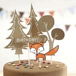 PartyDeco Cake Toppers Skogsdjur, Woodland -