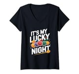 Womens It's My Lucky Night - Funny Gambling Casino Roulette V-Neck T-Shirt