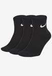 Nike Mens Dry Cushion Everyday 3 Pairs Ankle Socks in Black Cotton - Size UK 5.5-8