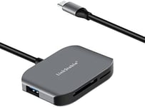 Lecteur de Carte Mémoire USB-C avec USB3.0 x 2 Hub - Adaptateur SD/TF vers USB C OTG, Metal