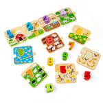 Bigjigs Toys 1-10 Tile Puzzle (20 Pieces) - Wooden Counting & Number Puzzles For Kids, Farmyard Themed Tiles, Montessori Maths Games, Sustainable Toddler Gifts, Age 2 Years +