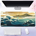 Morain Gaming Mouse Mat Art Print Painting Hokusai The Great Wave Big Rectangle Non-Slip Rubber Mousepad Mouse Pad, 900 * 400 * 3mm, Style 3