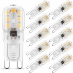 2W G9 Blanc Chaud 3000K, Ampoule LED, 25W Ampoule Halogène Équivalent, 230V AC 180lm, 360° Larges Faisceaux, Culot G9 Lot de 10 [Classe énergétique