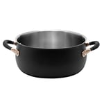 Meyer Accent Stainless Steel Casserole Dish 24cm / 4.7L - Black Induction Casserole Pot with Easy Pour Rim & Heat Resistant Handles, Oven Safe Cookware