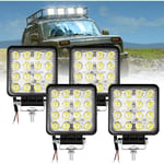 4x 48W Phare de Travail Carre a Leds dc 12V-24V Quad Camion Bateau Tracteur Offroad Impermeable IP67 - Randaco