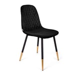 HOMLA Noir Chaise rembourrée en Velours, Fauteuil avec Dossier, Design Tendance, Pieds Noirs et dorés, 44 x 52 x 85 cm