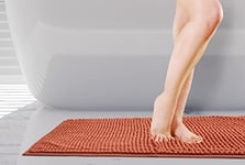 Emma Barclay Noodle Soft Touch Non-Slip Bathroom Rug in Burnt Orange - Bath Mat 45x75cm