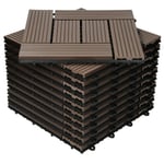 ECD Germany WPC terrassplattor 30x30cm 44-delars set för 4m ² mörkbrunt