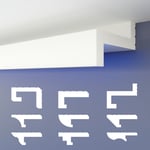 Heximo - Profilé de joint d'ombre led Moulures, éclairage indirect xps Polystyrene Plafond sec: HLED-7 - 59x88 mm, 20.4 mètres / 12 barrettes