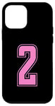 Coque pour iPhone 12 mini Rose Pink Numéro 2 Équipe Junior Sports Uniforme Numéroté