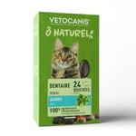 Vetocanis - Ô Naturel - Bouchées Dentaire pour Chat à Base d'Algues - Friandises pour Chats contre la Mauvaise Haleine Chat à Utiliser comme Récompense - Nourriture pour Chats - 24 Bouchées - 36g