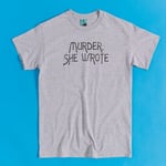 Official Murder She Wrote Typewriter Grey Marl T-Shirt With Back Print