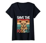 Womens Save The Fossas Wildlife Slender Jungle Cat Fossa V-Neck T-Shirt