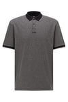 BOSS Mens Ppattern Regular-fit Polo Shirt in Houndstooth Cotton Jersey Black