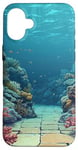 Coque pour iPhone 16 Plus Récif de corail sous-marin vintage paysage graphique