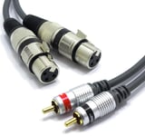 Câble Double XLR Femelle vers 2X RCA 1,5m Adaptateur 2x Prise 3 Broches Connecteur XLR vers 2 RCA mâle Audio Câble de connexion.[G987]