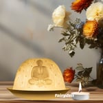 BEAUTIFUL BUDDHA CANDLE DOME SHADE & PLATE WHITE PORCELAIN ~ NORDIC NIGHTS