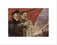 Wee Blue Coo STALIN LENIN COMMUNISM RED FLAG SOVIET USSR OCTOBER FRAMED ART PRINT B12X4615