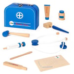 10 Pc Wooden Kids Pretend Play Medical Doctor Learning Set Carry Case 3Y+ SOKA