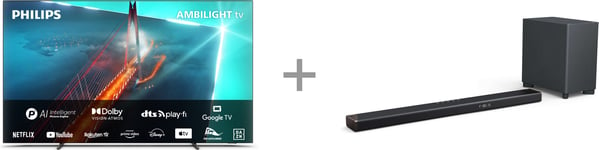 Philips OLED708 55" 4K OLED Ambilight Google TV + Fidelio B95 5.1.2. Dolby Atmos Soundbar -tuotepaketti