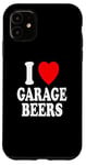 Coque pour iPhone 11 I Heart (Love) Garage Bières Weekend Relaxation Man Cave