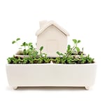 Gift Republic Self Watering House Herb Grow Kit Basil Rosemary Thyme Parsley Seeds Kitchen Garden Gift, White