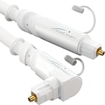 KabelDirekt – Cable optique audio coudé à 90° avec 0% de perte de signal – 7,5 m – Câble TOSLINK blanc (TOSLINK vers TOSLINK, S/PDIF, câble fibre optique pour home cinéma, amplificateurs, PS4, Xbox)