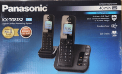 PANASONIC KX-TG8182EB Cordless Phone with Answering Machine - Twin Handsets