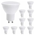 10-pack LED GU10-lampor, GU10 LED-lampor, 7 W kallvitt (motsvarande 50 W halogen), energibesparande lampa, stråle 600 lm 120° icke-dimmbar.