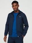 Lacoste Water Resistant Zipped Hooded Sports Jacket - Navy, Navy, Size L, Men