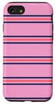 Coque pour iPhone SE (2020) / 7 / 8 Rose Bleu Marine Rayé Girly Esthétique Preppy Stripe