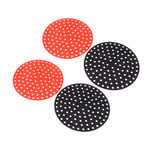 (2x23cm/9.1in Red 2x23cm/9.1in Black)4PCS Round Air Fryer Mat High NAU