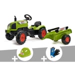 Tracteur enfant Claas Arion 410 avec remorque 2 à 5 ans Falk + Casque + Gants