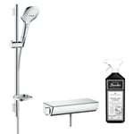 Ensemble douche HANSGROHE Raindance Select E 120 3 jets + mitigeur thermostatique Ecostat Select + Barre 65 cm + nettoyant