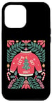 Coque pour iPhone 12 Pro Max Pull de Noël bohème festif en forme de canne à sucre d'orge floral