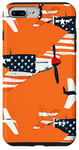 Coque pour iPhone 7 Plus/8 Plus Drapeau américain minimaliste orange tropical P-51 Mustang de la Seconde Guerre mondiale