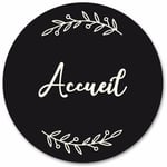 Adzif.biz Le Sticker De Decoration - Plaque de Porte Autocollante pvc Gravé Noir Blanc Ronde- - Garage