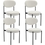 Wahson Office Chairs - Lot de 4 Chaise Salle à Manger en Peluche de rizo Chaise de Cuisine Moderne avec Pieds en Métal pour Cuisine, Blanc