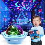 【Boite Cadeau】Veilleuse Enfant, 6 Films Veilleuse BéBé,15 Couleurs 3 Luminosité Projecteur Ciel Etoile, Veilleuse Enfant Rechargeable, Veilleuse Etoile Projection Rotation à 360° Veilleuse Bebe