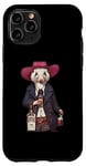 Coque pour iPhone 11 Pro Opossum américain dans un chapeau de cowboy buvant une bouteille de whisky