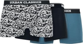 Urban Classics Men's Organic Boxer Shorts 3-Pack Underwear, Detail AOP/Black/Jasper, XXL