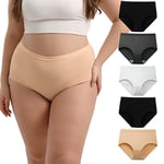 INNERSY Culotte Femme Coton Shorty Grande Taille Slip Post Accouchement sous Vetement Lot de 5 (EU 40-42, Basic Multicolore)